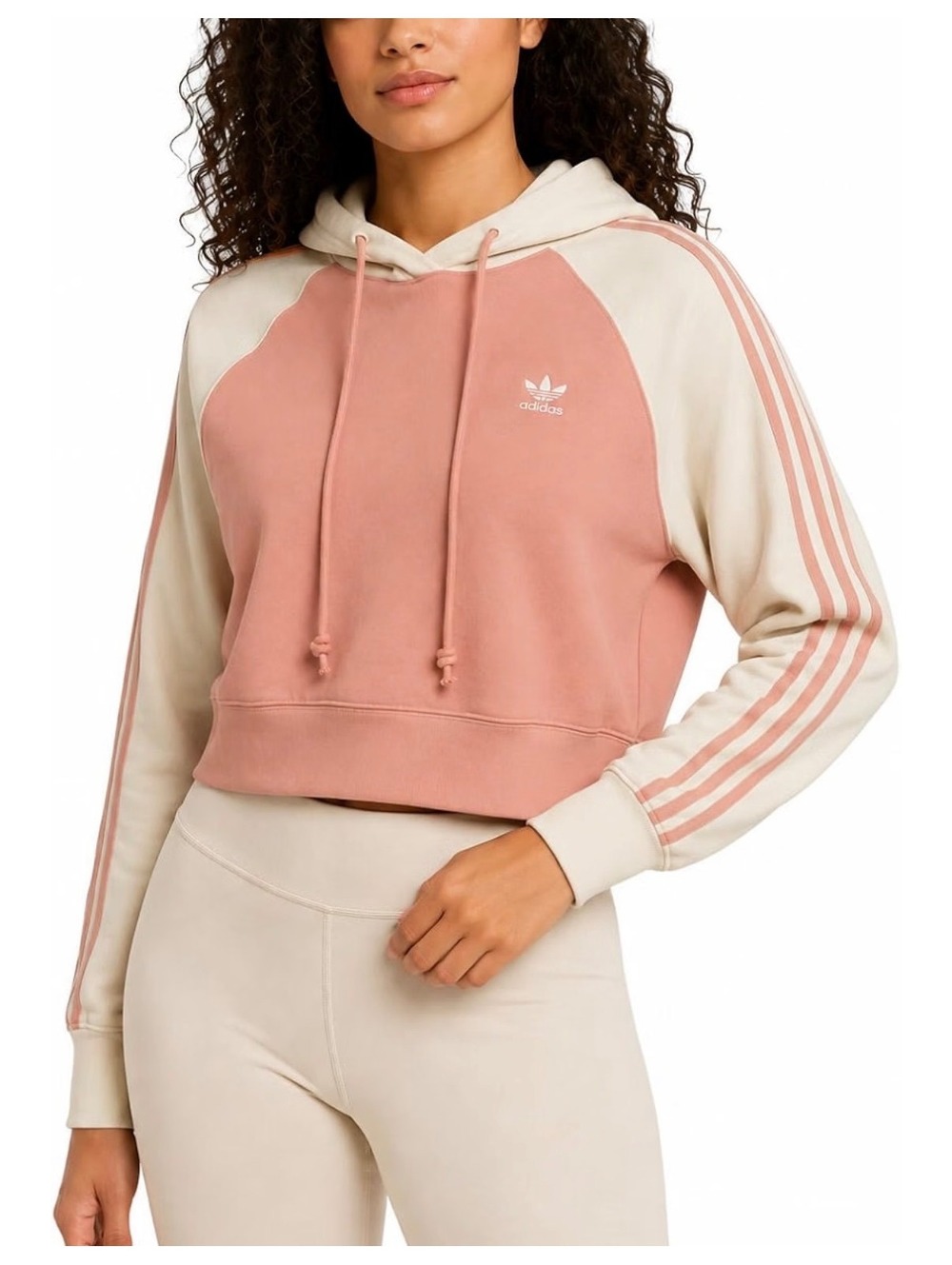 Adidas peach and cream french terry hoodie - XL